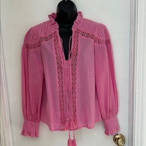 Hale Bob Pink Lace Detail Blouse XS